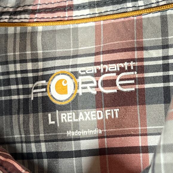 Carhartt Force Shirt Mens Large Relaxed Fit Plaid Short Sleeve 104259 Workwear - Picture 3 of 7